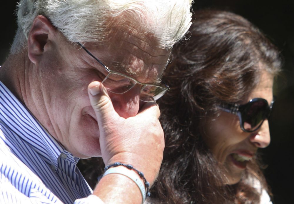 John and Diane Foley spoke with reporters Aug. 20 outside their home in Rochester, N.H. (Jim Cole/AP)