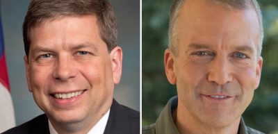 U.S. Senator Mark Begich (left) is facing a challenge from Republican Dan Sullivan (right). (U.S. Congress; sullivan2014.com)