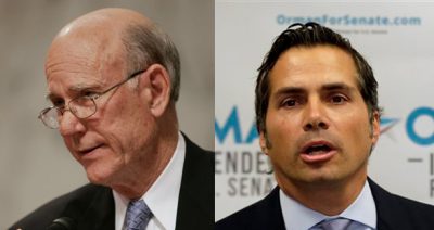 Republican Senator Pat Roberts (left) faces an increasing challenge from Independent Greg Orman (right) in the Kansas senate election. (AP Photo)