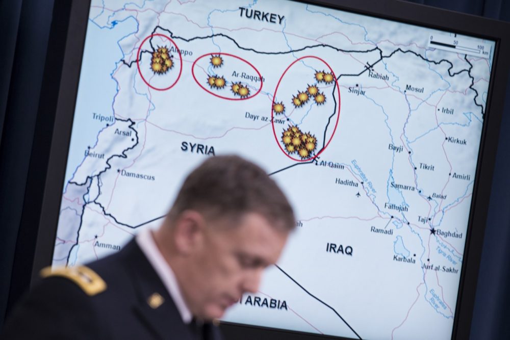 Lt. Gen. William C. Mayville Jr., Joint Staff Director of Operations, speaks about airstrikes in Syria during a briefing at the Pentagon September 23, 2014 (Brendan Smialowski/AFP/Getty Images)
