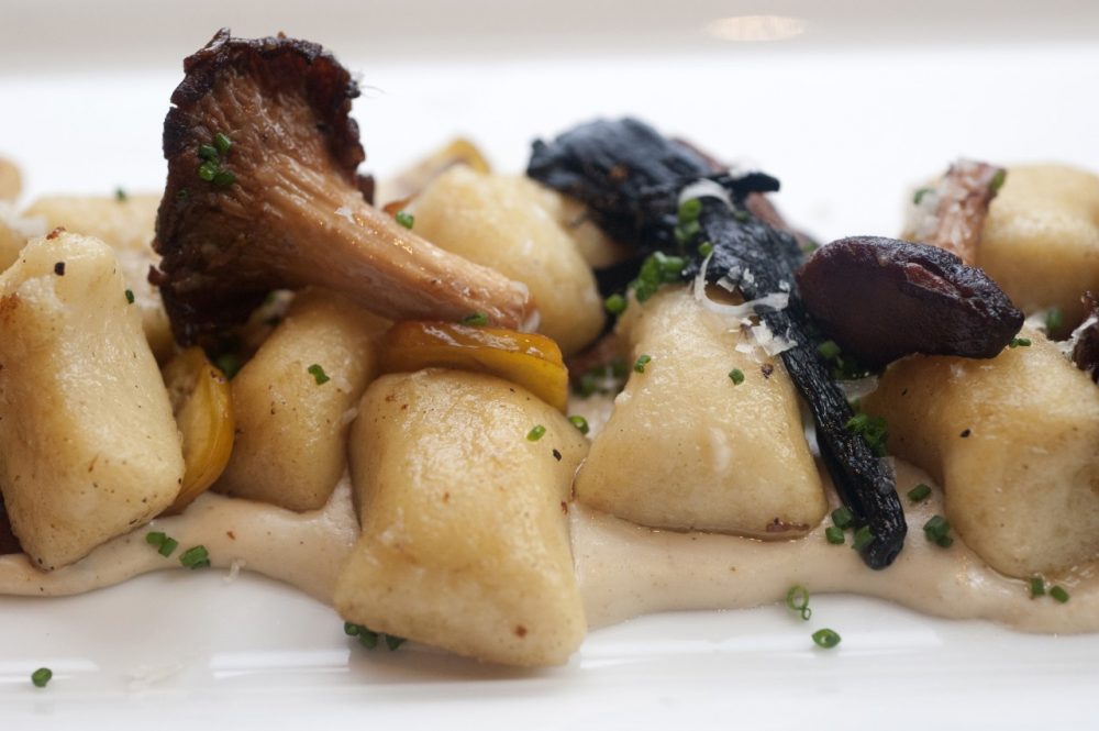 Chef Jeremy Sewall's hand-rolled potato gnocchi with chestnut puree and foraged mushrooms. (Courtesy Michael Harlan Turkell)