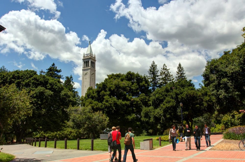 Students walk on campus at University of California at Berkeley. The UC system recently issued policy recommendations on campus sexual assault. (johnmorgan/Flickr)