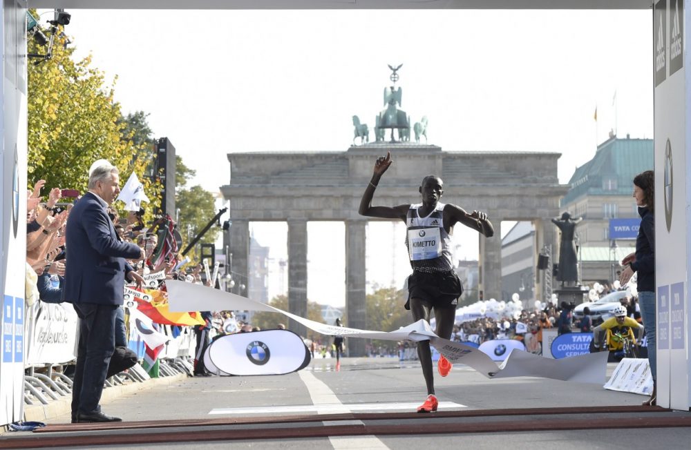 Kenya's Dennis Kimetto finished the Berlin Marathon in 2:2:57, a world record. (Tobis Schwarz /Getty Images)