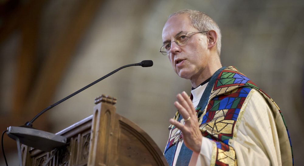 Mark Edington: &quot;I happily align myself with Archbishop Welby. I claim common cause with anyone brave enough to express their doubts, to see and consider the wisdom of a view other than their own.&quot; Pictured: The Archbishop of Canterbury, Justin Welby, who recently expressed doubt about the existence of God in a public forum on the BBC. (Ben Curtis/AP)
