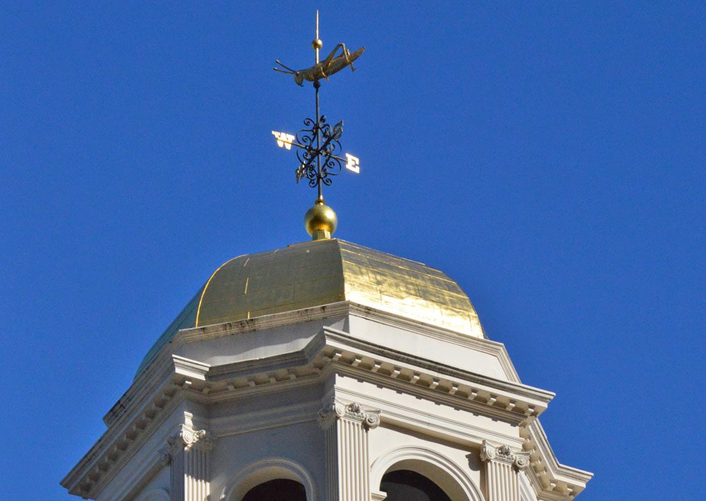 The Grasshopper weather vane atop Faneuil Hall. (Courtesy of Faneuil Hall Marketplace)