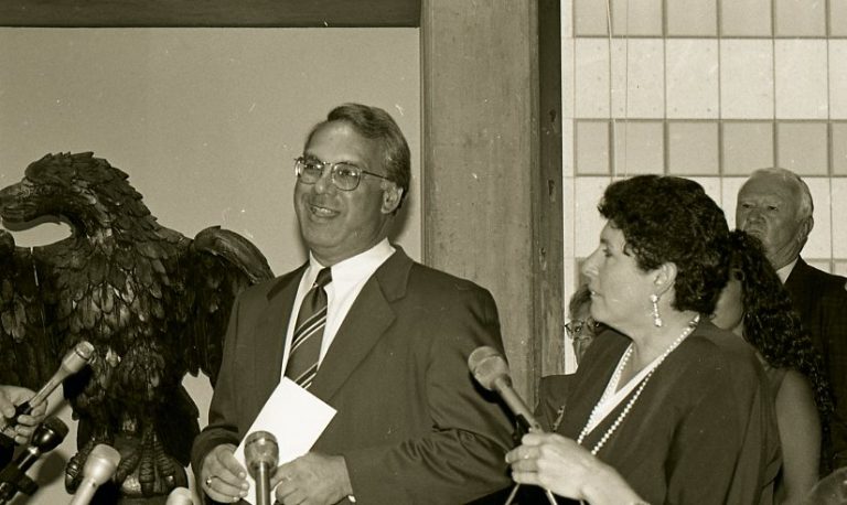 Thomas M. Menino smiles during a July 12, 1993 press conference after he was named Boston's acting mayor. (Courtesy of City of Boston Archives)
