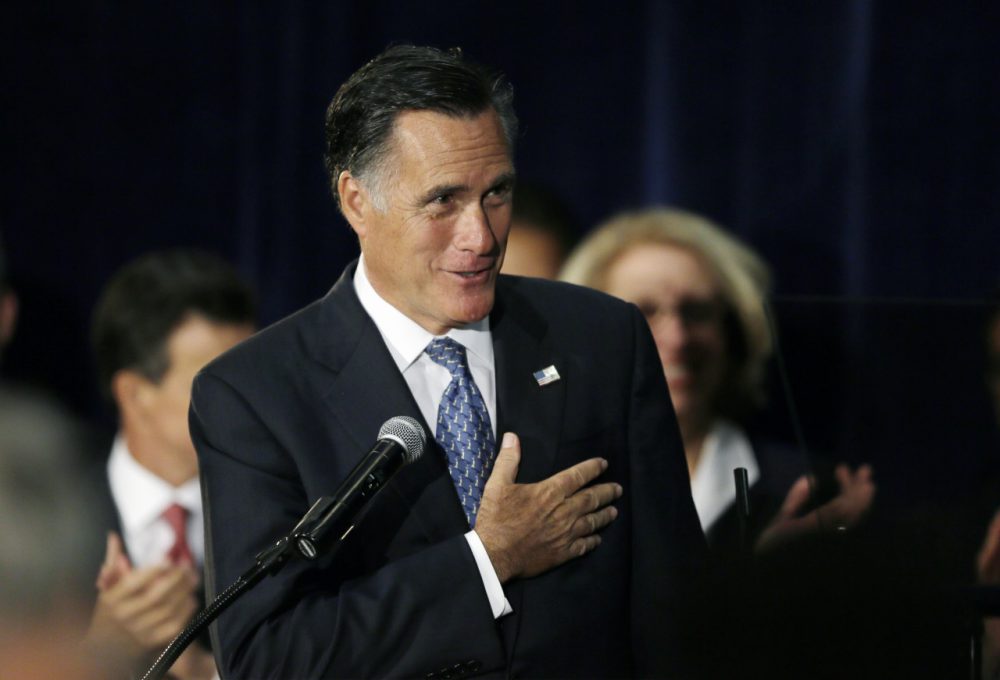 Mitt Romney at a rally for Michigan Senate candidate Terri Lynn Land earlier this month. (Carlos Osorio/AP)