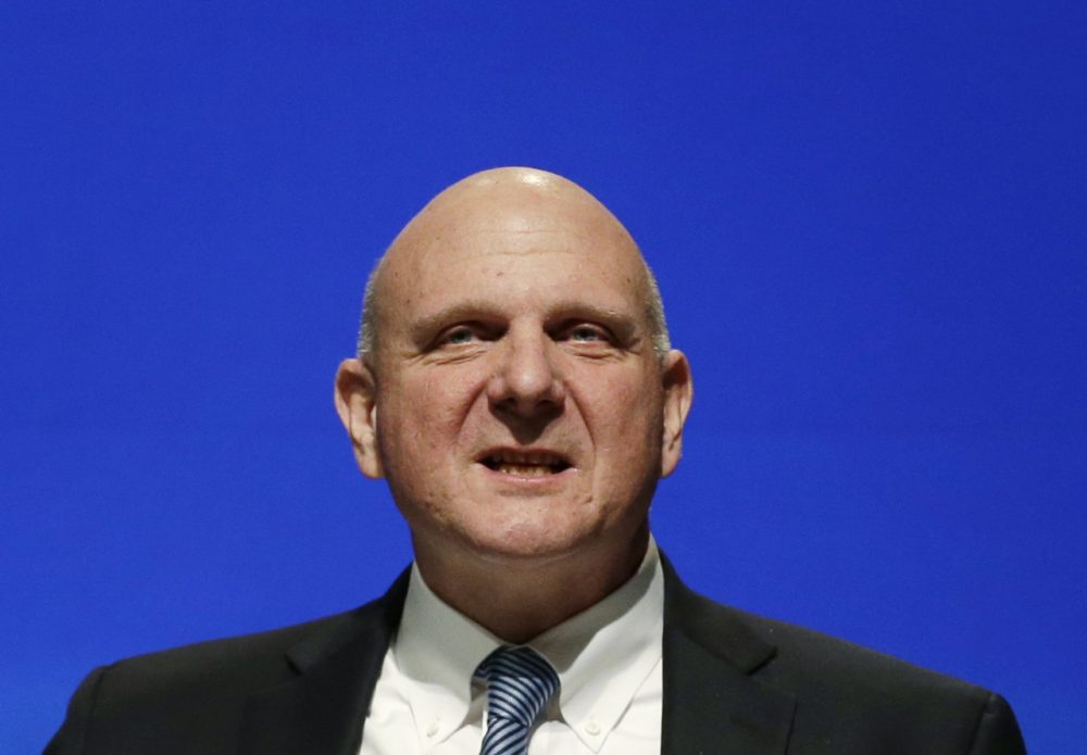 A 2013 file photo showing then-Microsoft CEO Steve Ballmer at an annual shareholders meeting in Bellevue, Wash. (Elaine Thompson/AP)