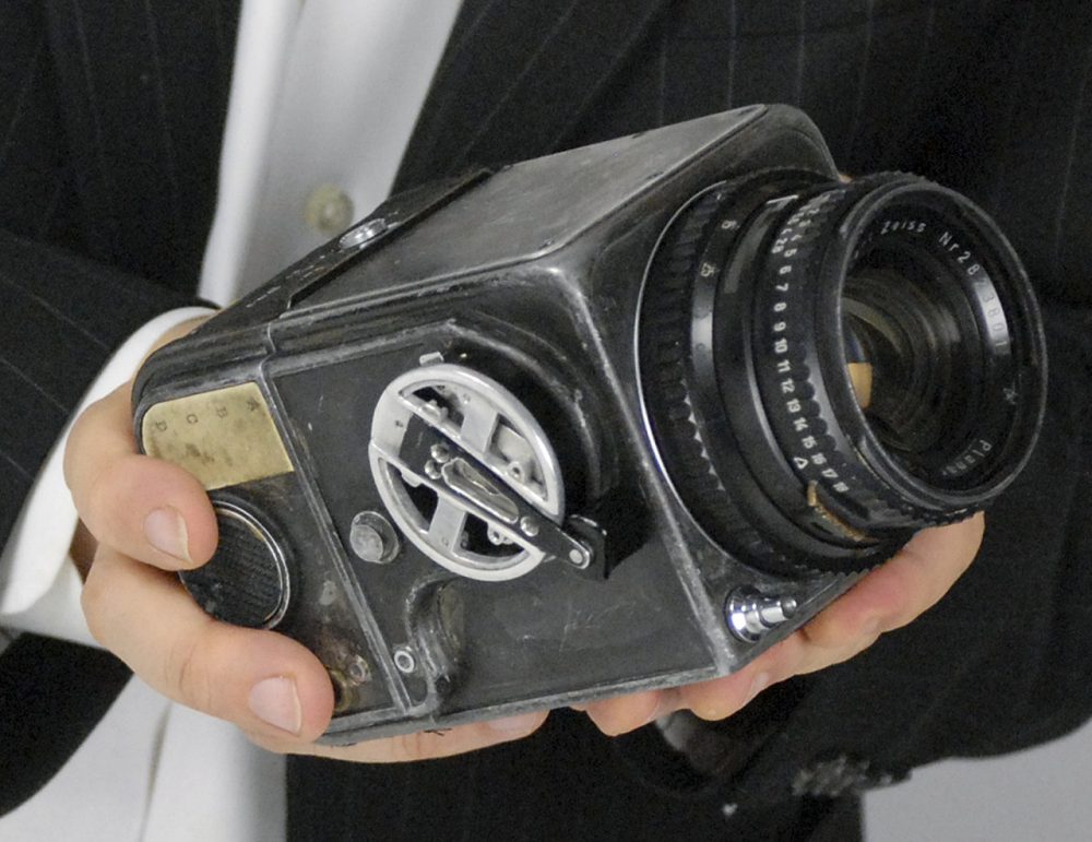This September 2014 photo released by RR Auction of Boston, shows the Hasselblad camera body and Zeiss lens carried into orbit onboard NASA's Mercury-Atlas 8 mission in 1962 where it was used by astronaut Wally Schirra, and again on Mercury-Atlas 9 in 1963 where it was used by astronaut Gordon Cooper. (Courtesy RR Auction)