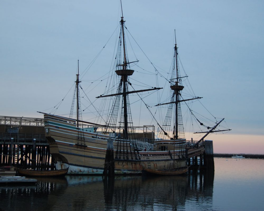 The Mayflower II moored along the Plymouth waterfront from 2014. (Greg Cook for WBUR)