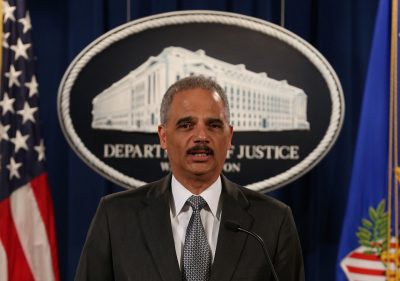U.S. Attorney General Eric Holder speaks at the Justice Department December 3, 2014 in Washington, D.C. about the recent decision by a Staten Island grand jury not to indict a police officer in the chokehold death of Eric Garner. (Mark Wilson/Getty Images)