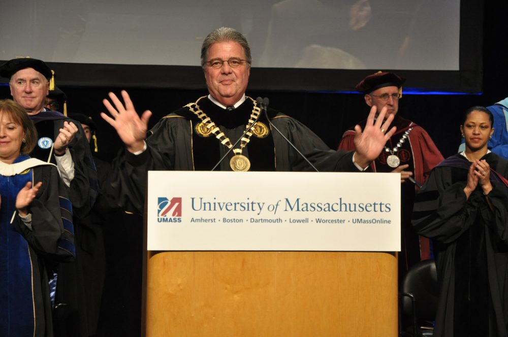 Robert Caret during his installation as the president of the University of Massachusetts in 2011. (Matt Bennett/Governor's Office)