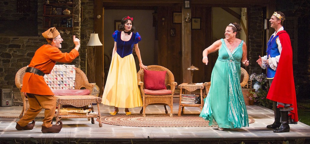 Martin Moran, Candy Buckley, Marcia DeBonis, and Tyler Lansing Weaks in Christopher Durang’s &quot;Vanya and Sonia and Masha and Spike,&quot; directed by Jessica Stone, based on the Broadway direction of Nicholas Martin, playing Jan. 2 – Feb. 1 at the Huntington Theatre Company. ( Jim Cox)