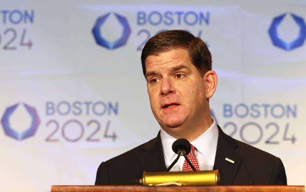 Boston Mayor Marty Walsh speaks during a news conference Friday, after Boston was picked by the USOC as its bid city for the 2024 Summer Games. (Winslow Townson/AP)