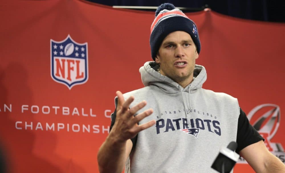New England Patriots quarterback Tom Brady prior to a team practice in Foxborough, Mass. on Wednesday. (Charles Krupa/AP)