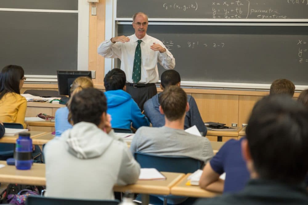 College president Philip Hanlon teaches a class at Dartmouth. (Courtesy of Eli Burakian via Dartmouth)