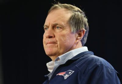 New England Patriots head coach Bill Belichick talks to the media during a press conference to address the under-inflation of footballs used in the AFC championship game at Gillette Stadium on January 22, 2015 in Foxboro, Mass. (Maddie Meyer/Getty Images)