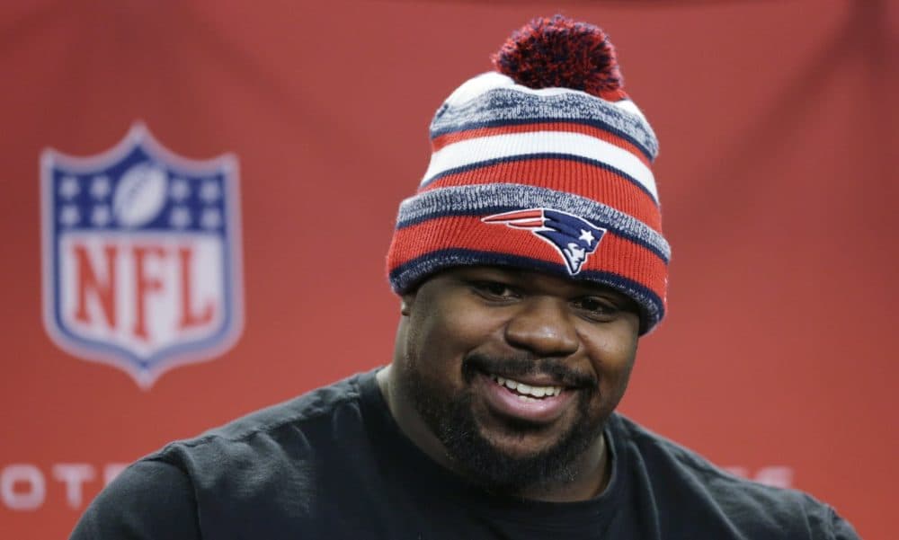 New England Patriots defensive tackle Vince Wilfork prior to a team practice in Foxborough, Mass. earlier this month. (Charles Krupa/AP)