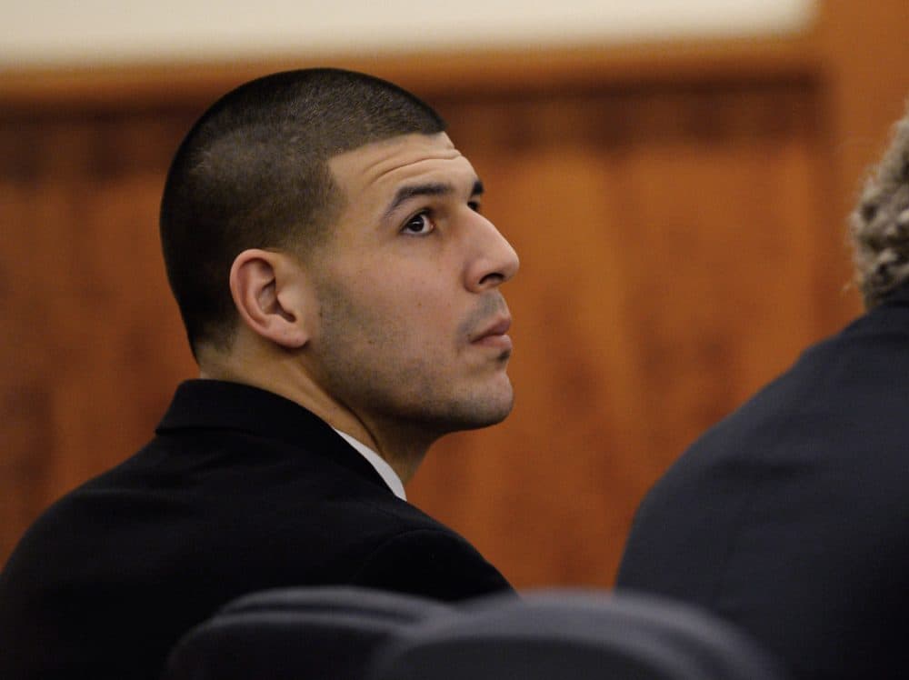 Convicted murderer Aaron Hernandez also faces charges for a 2012 Boston double homicide. (CJ Gunther/Pool/AP)