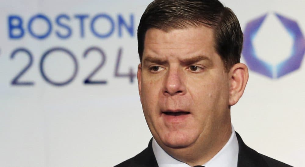 Boston Mayor Marty Walsh speaks during a news conference in Boston Friday, Jan. 9, 2015 after Boston was picked by the USOC as its bid city for the 2024 Olympic Summer Games. (Winslow Townson/AP)