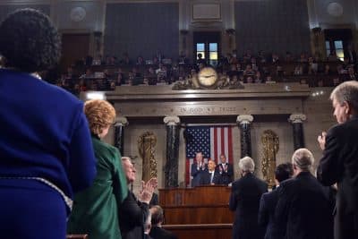 President Barack Obama listens to applause as he arrives to deliver his State of the Union address to a joint session of Congress on Capitol Hill on Tuesday, Jan. 20, 2015, in Washington. Vice President Joe Biden and House Speaker John Boehner of Ohio, applaud in the background.  (AP)