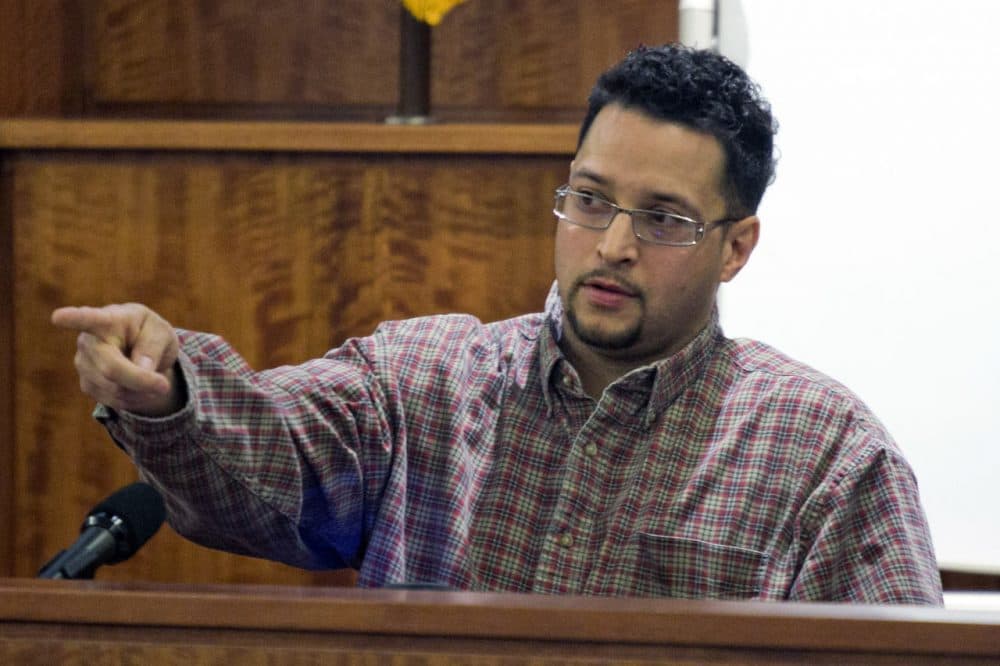 Azia Jenkins testifies during the murder trial for former NFL player Aaron Hernandez Wednesday. (Dominick Reuter/AP)