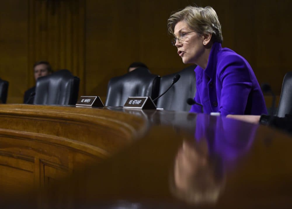 Sen. Elizabeth Warren questions Federal Reserve Board Chair Janet Yellen during a Senate Banking Committee hearing Tuesday. (Susan Walsh/AP)