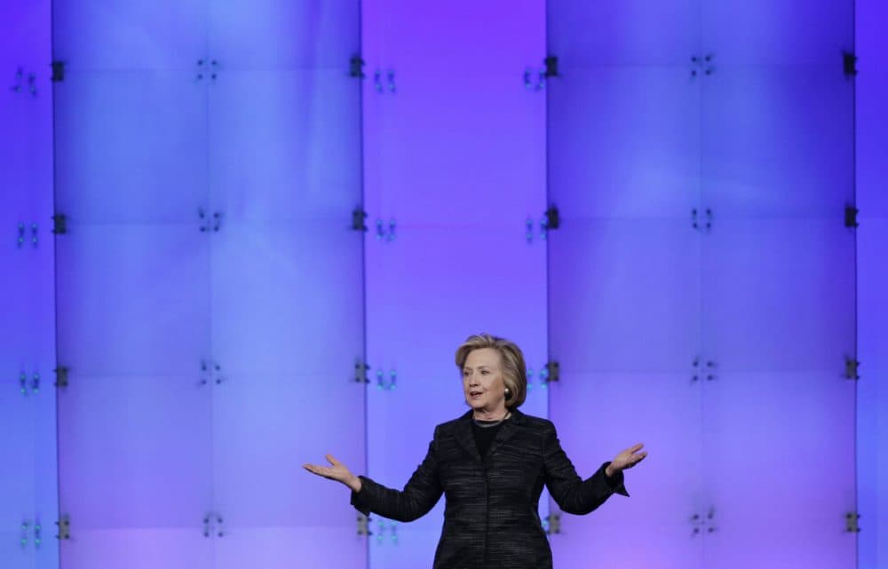 Hillary Clinton speaks at the Watermark Silicon Valley Conference for Women Tuesday in Santa Clara, California. (Marcio Jose Sanchez/AP)