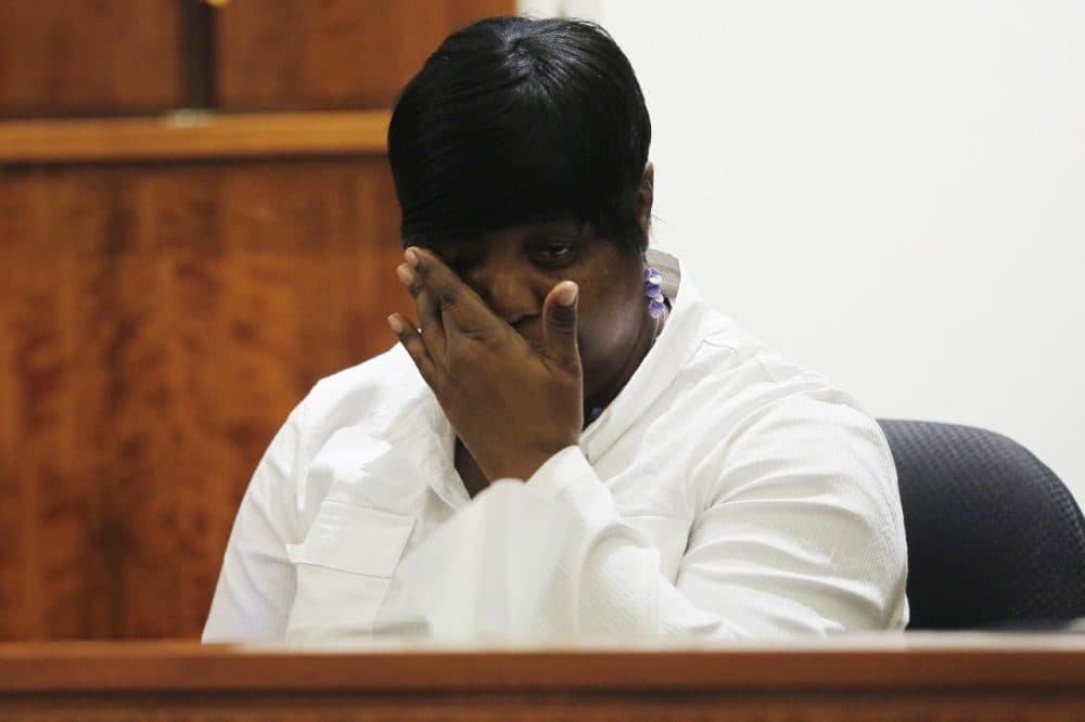 Ursula Ward, mother of Odin Lloyd, testifies Wednesday in the murder trial of Aaron Hernandez, who is accused of killing her son. (Brian Snyder/AP/Pool)