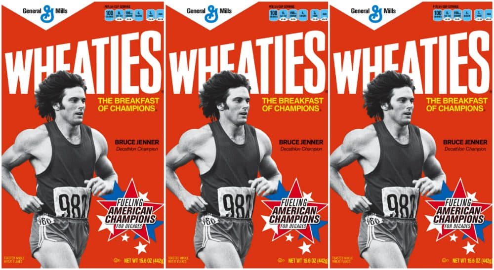 In this image former Olympic decathlete Bruce Jenner is shown on the cover of Wheaties. (General Mills/AP)