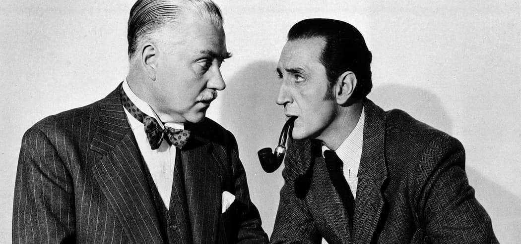 Nigel Bruce as Dr. Watson and Basil Rathbone as Sherlock Holmes in &quot;The Adventures of Sherlock Holmes.&quot; (AP)