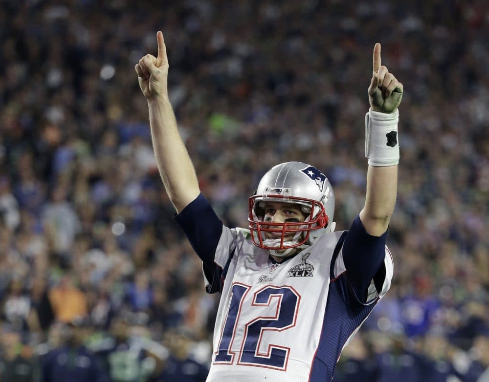 New England Patriots quarterback Tom Brady celebrates during the second half of Super Bowl XLIX. (Kathy Willens/AP)