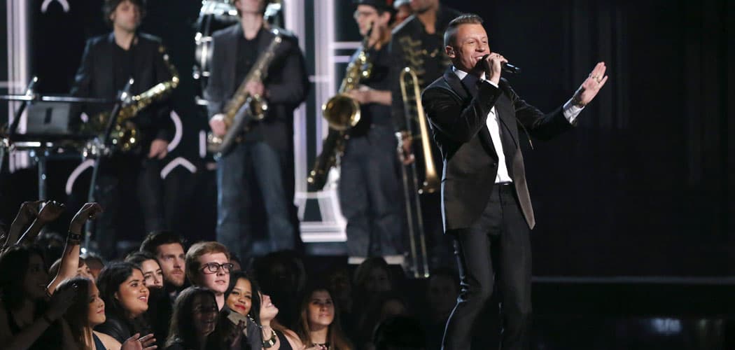 Macklemore performs at the 56th annual Grammy Awards at Staples Center in Los Angeles on Sunday, Jan. 26, 2014. (Matt Sayles/Invision/AP)
