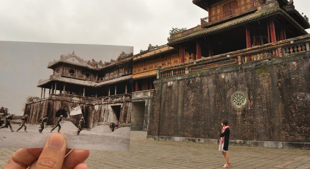 On a recent trip to Southeast Asia, Julie Wittes Schlack grappled with some complicated feelings. Pictured: Huế, Vietnam in 1968 and 2012. (Khánh Hmoong/flickr) 