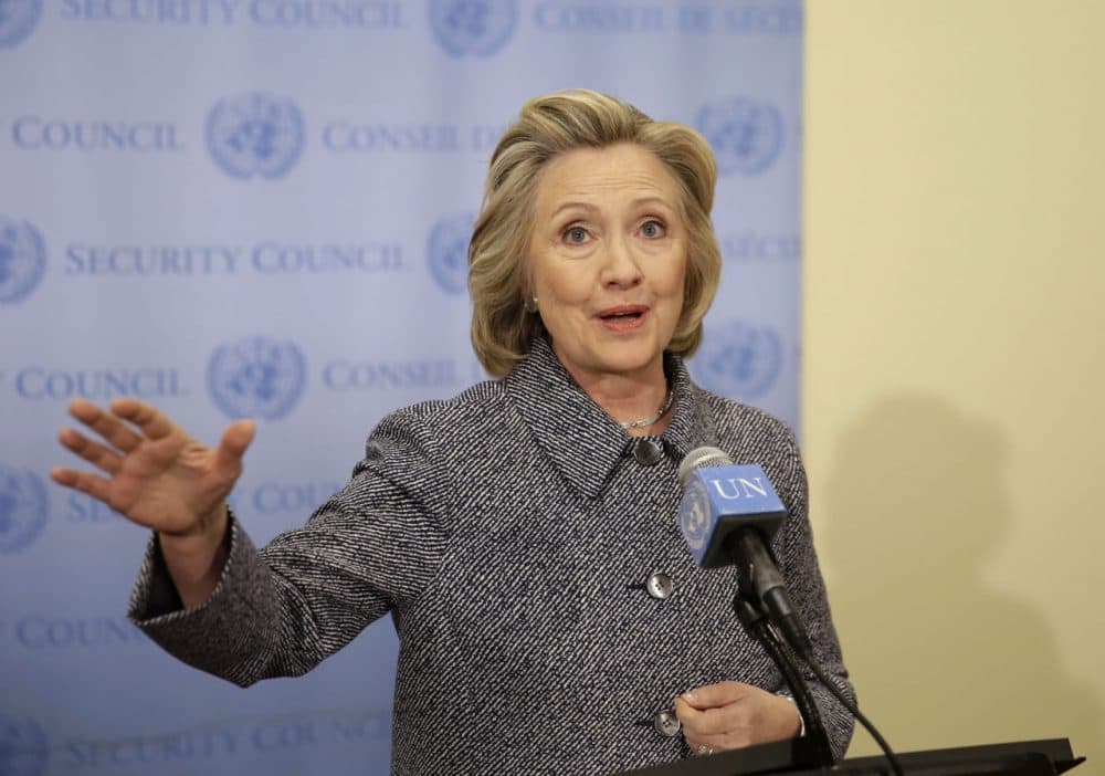 Hillary Clinton speaks to reporters at United Nations headquarters on Tuesday. She conceded that she should have used a government email to conduct business as secretary of state, saying her decision to use a private account was simply a matter of &quot;convenience.&quot; (Seth Wenig/AP)