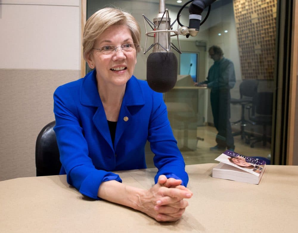 U.S. Sen. Elizabeth Warren at WBUR Monday (Robin Lubbock/WBUR)