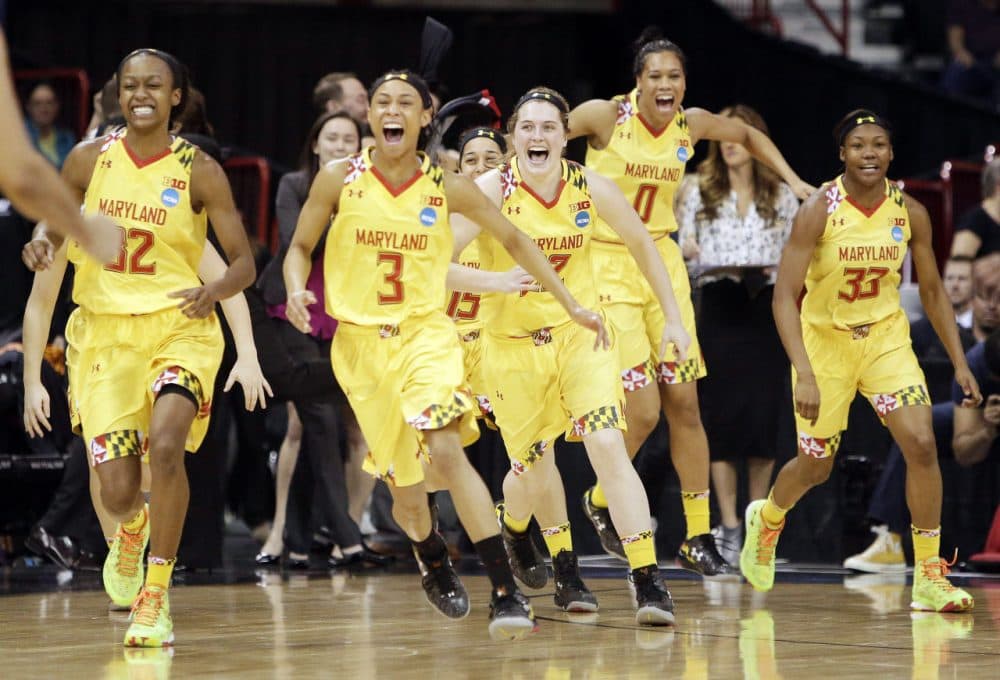 Maryland players celebrate after their win over Tennessee. (Young Kwak/AP)