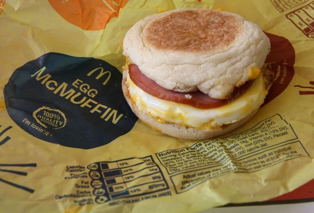 Nutritional information is printed on the wrapper of a McDonald's Egg McMuffin October 1, 2008 in San Rafael, California. (Justin Sullivan/Getty Images)