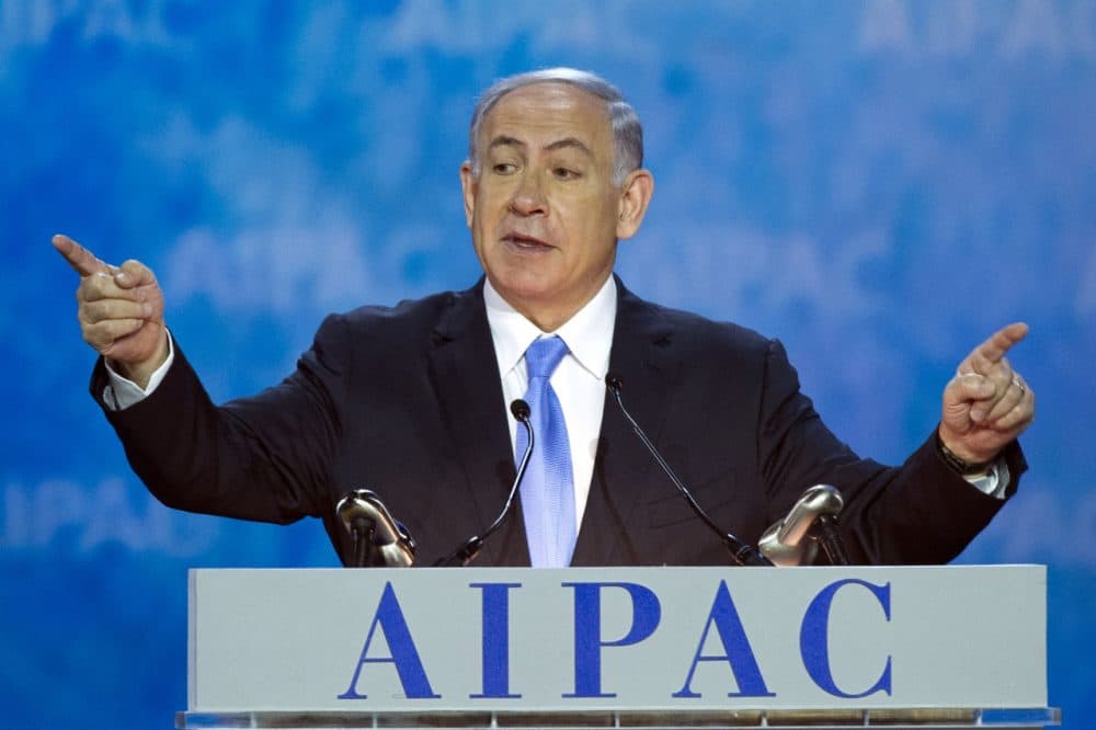 Israeli Prime Minister Benjamin Netanyahu addressed the 2015 American Israel Public Affairs Committee Policy Conference in Washington Monday. (Cliff Owen/AP)