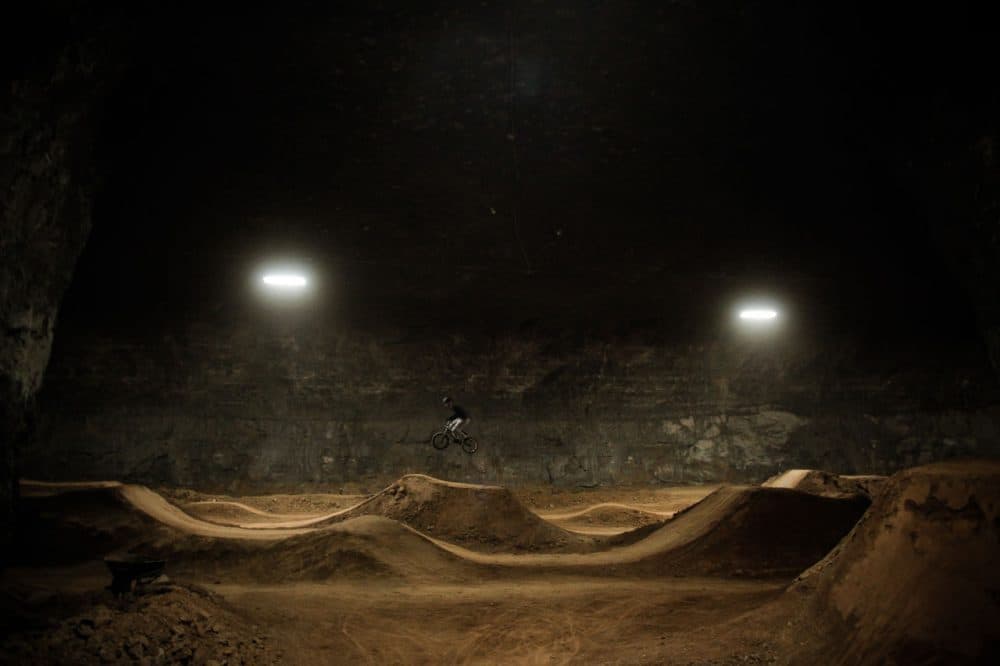 A former limestone mine/bomb shelter is now a destination for winter-weary bikers. (Casey Chalmers/Only A Game)