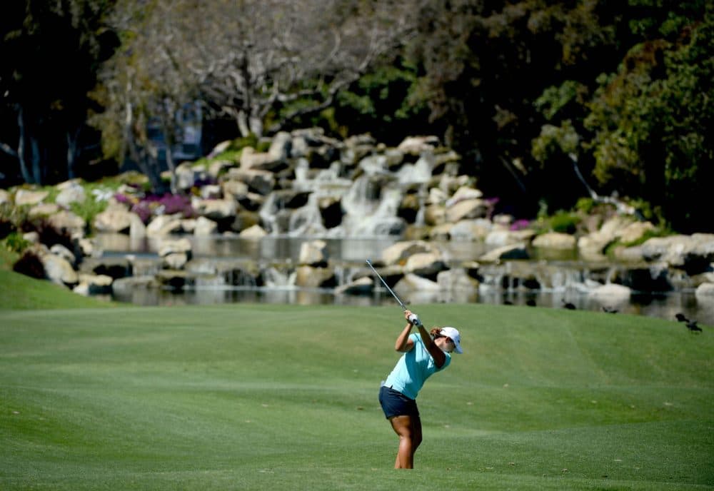 Mirim Lee of South Korea hits her approach shot on the 18th fairway during Round Two of the LPGA KIA Classic at the Aviara Golf Club on March 27, 2015 in Carlsbad, California. (Donald Miralle/Getty Images)