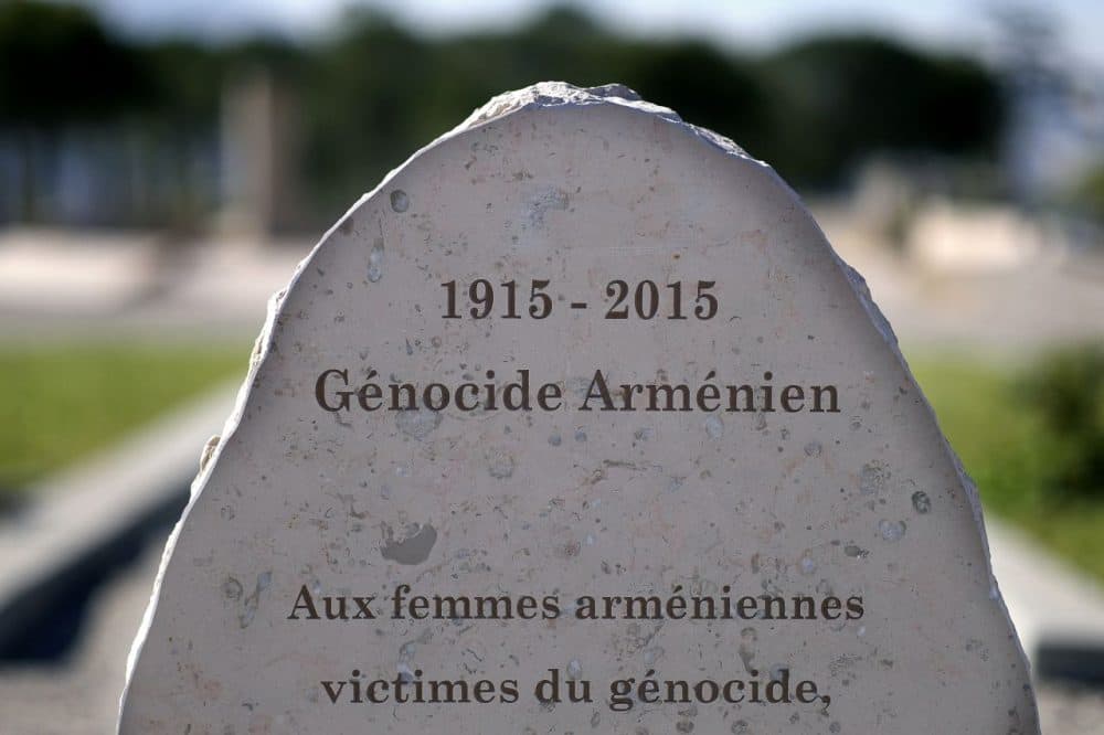 A general view taken on April 14, 2015, shows the Armenian Genocide memorial dedicated to Armenian women in the southern French city of Marseille. The 100th anniversary of the start of the tragedy -- which Armenians trace back to the arrest of the leaders of the Armenian community in Istanbul on April 24, 1915 -- has been a matter of major concern for Turkey, with the government seeking to engage in offensive diplomacy. (Boris Horvat/AFP/Getty Images)