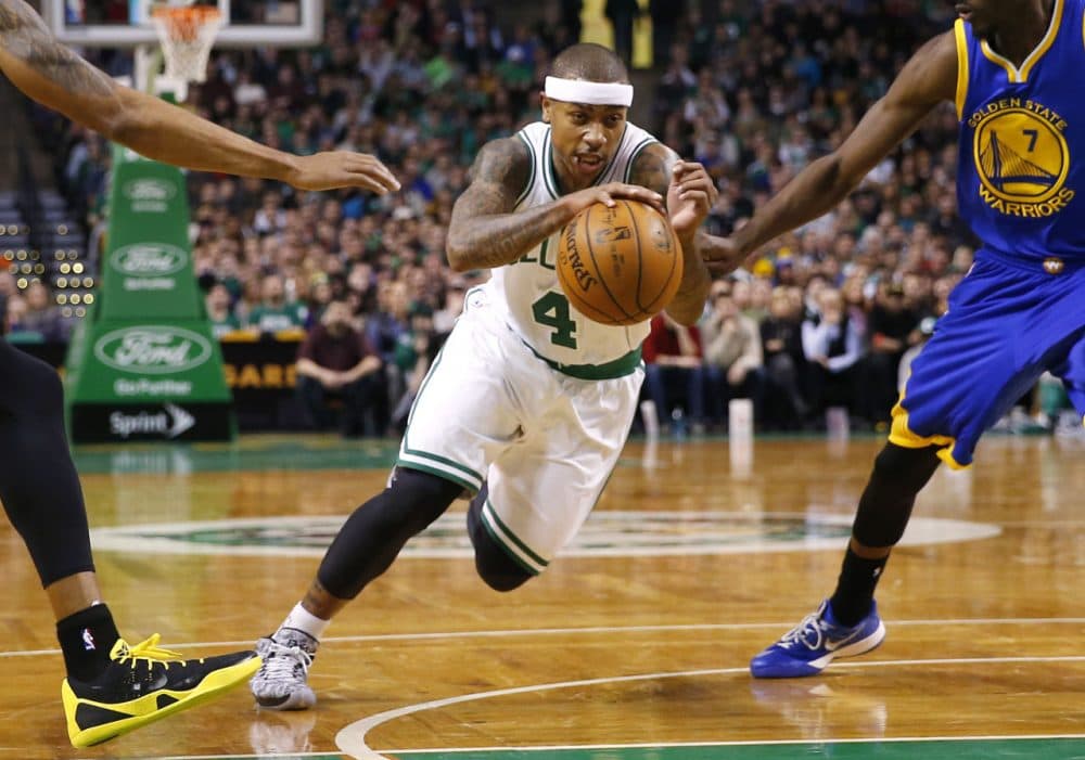 Celtics point guard Isaiah Thomas has been a boost for the team since arriving in a mid-season trade. (Winslow Townson/AP)