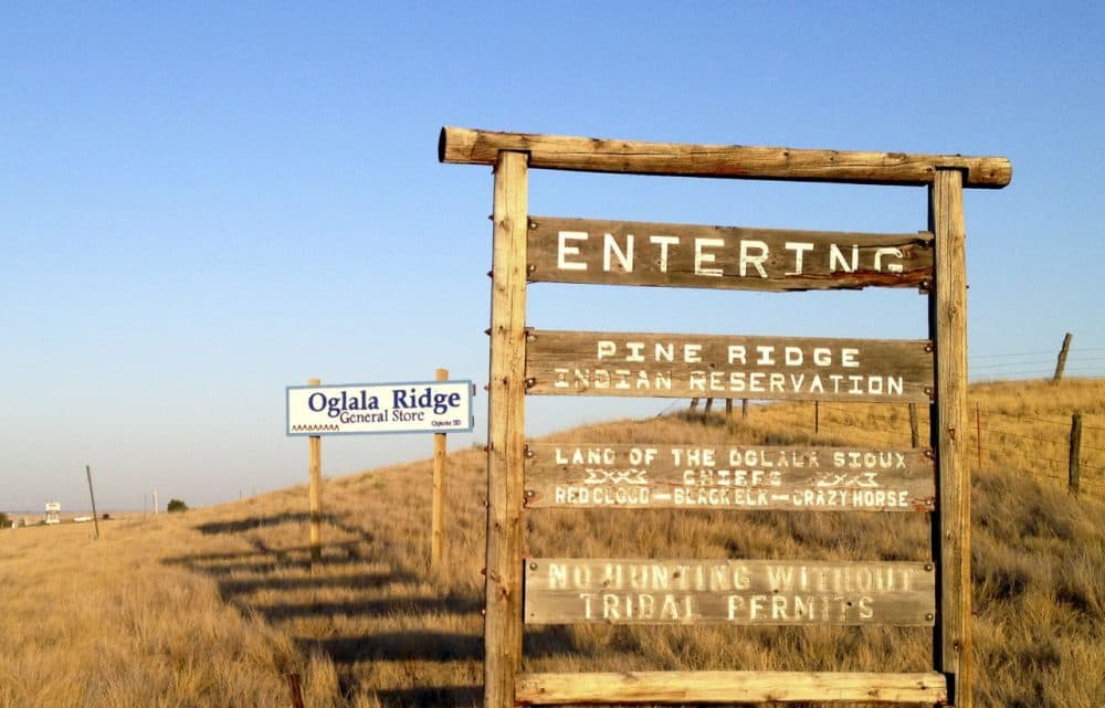 The entrance to the Pine Ridge Indian Reservation in South Dakota, home to the Oglala Sioux tribe, is pictured on Sept. 9, 2012. (Kristi Eaton/AP)