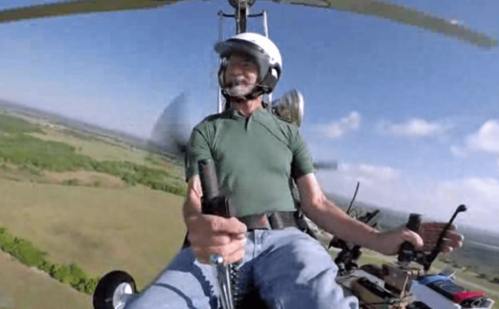 Doug Hughes is pictured in his gyrocopter in this screenshot from a Tampa Bay Times video. 