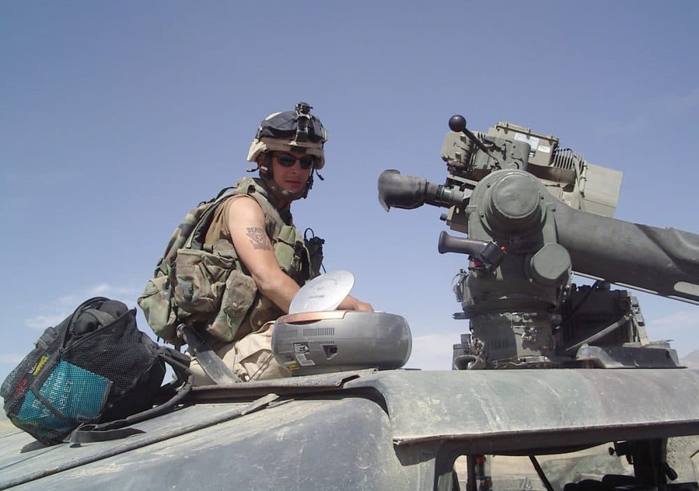 Justin Blodgett in Afghanistan before the helicopter crash that lead to his separation from the Army. (NCPR)