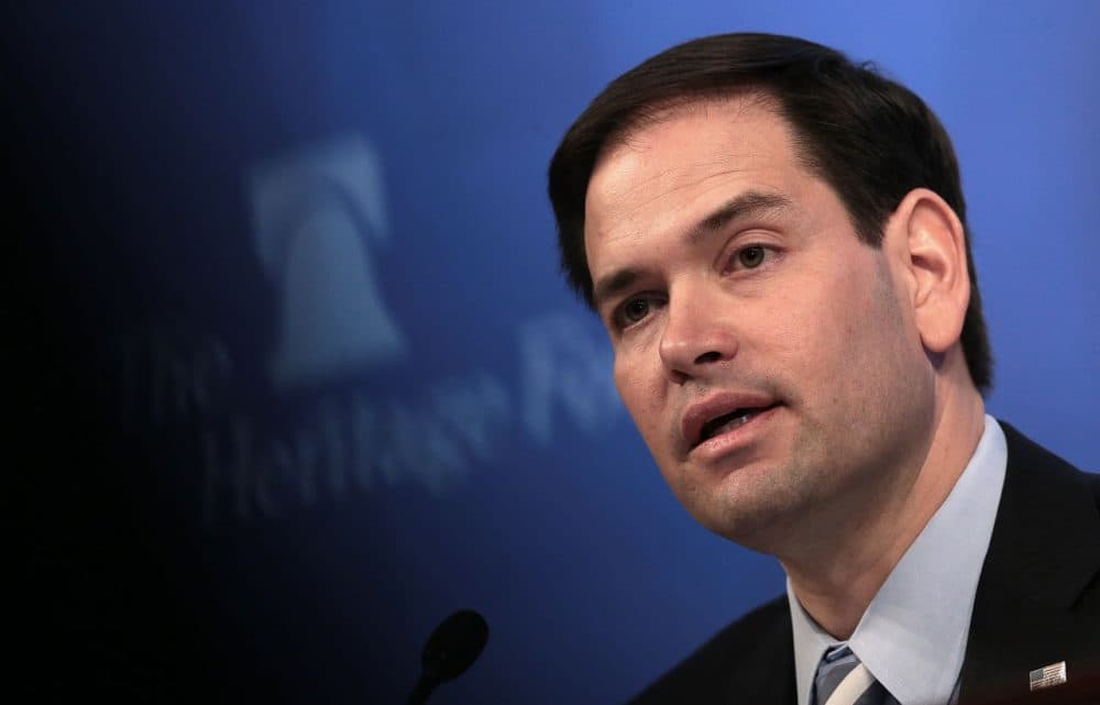 Republican presidential candidate Sen. Marco Rubio (R-FL) speaks at the Heritage Foundation April 15, 2015 in Washington, D.C. Rubio took part in a discussion on 'The Case for the Lee-Rubio Tax Reform Plan.' (Win McNamee/Getty Images)