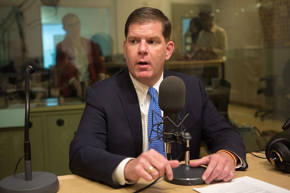 Boston Mayor Marty Walsh on Radio Boston. (Jesse Costa/WBUR