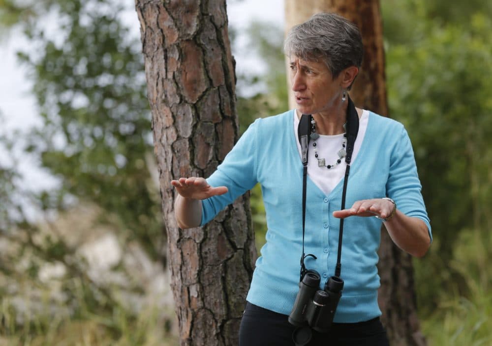 United States Interior Secretary Sally Jewell talks with park rangers during a tour of Jamestown Island in Jamestown, Va., Thursday, June 5, 2014. (Steve Helber/AP)