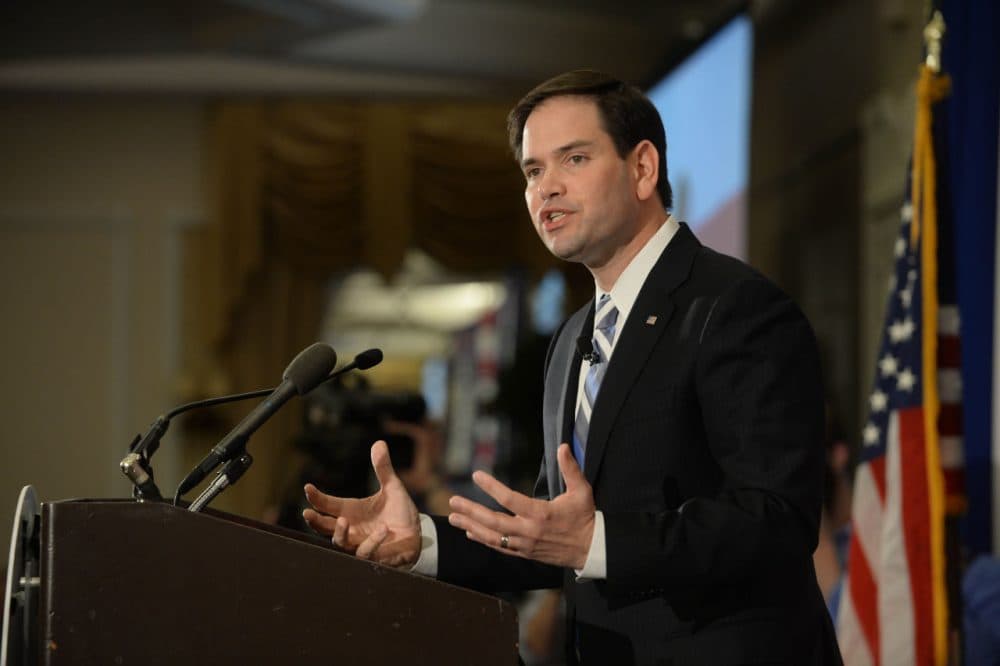Republican presidential candidate Sen. Marco Rubio (R-FL) speaks at the First in the Nation Republican Leadership Summit April 17, 2015 in Nashua, New Hampshire. He was one of the Republican hopefuls in the state this weekend. (Darren McCollester/Getty Images)